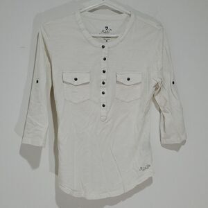 KUHL medium white button down  long sleeve shirt